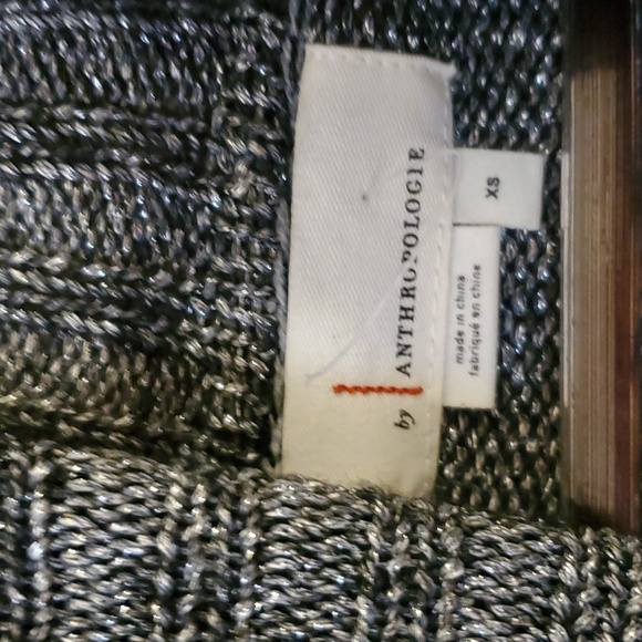 Anthropologie Coretta Metallic Shine Turtleneck Sweater in Black Shimmer Size XS - Picture 4 of 8